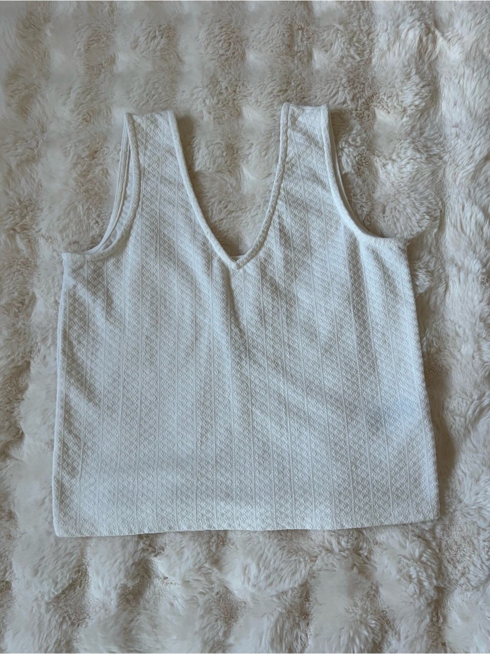 Madewell Cream Textured V-Neck Tank Top
